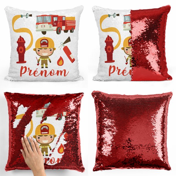 Personalized magic sequin cushion - Firefighters