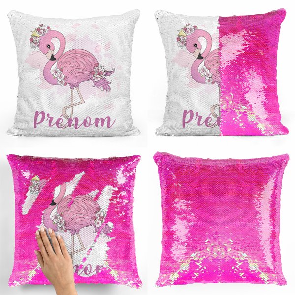 Personalized magic sequin cushion - Flamingo