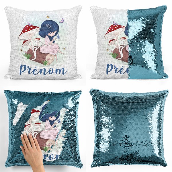 Personalized magic sequin cushion - Girl in the forest