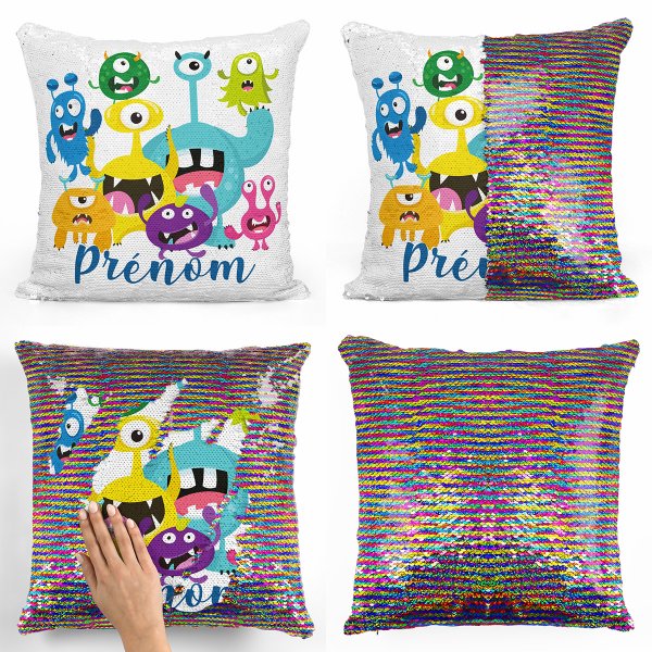 Personalized magic sequin cushion - Little monsters