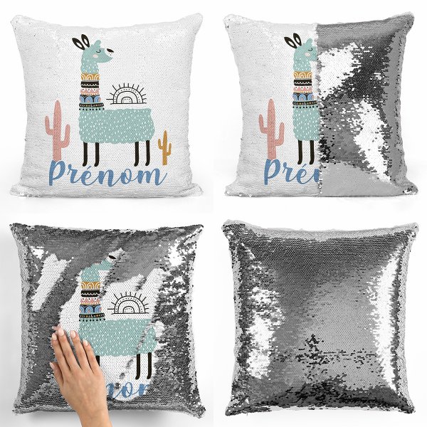 Personalized magic sequin cushion - Llama and cactus