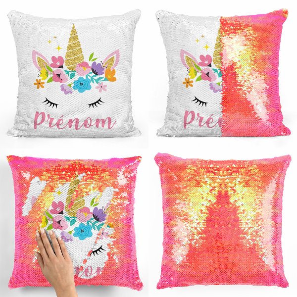 Personalized magic sequin cushion - Magical unicorn