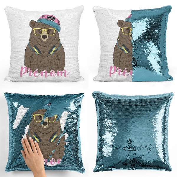 Personalized magic sequin cushion - Music bear