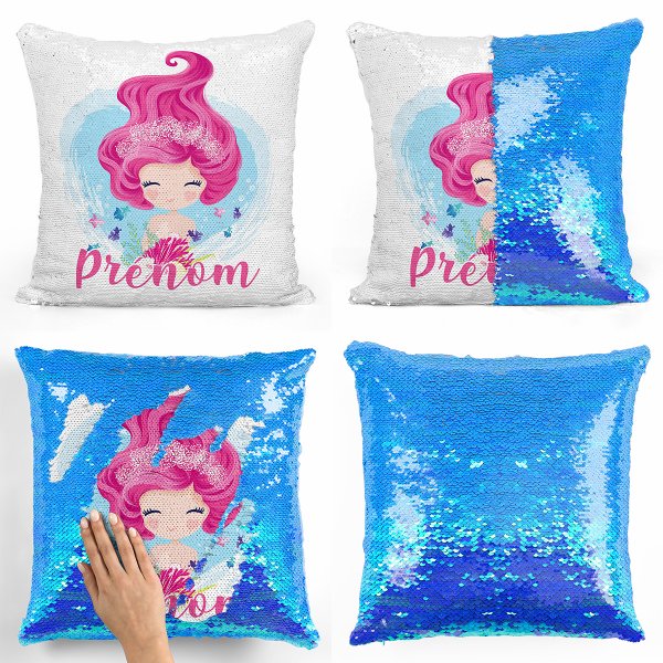 Personalized magic sequin cushion - Ocean little mermaid