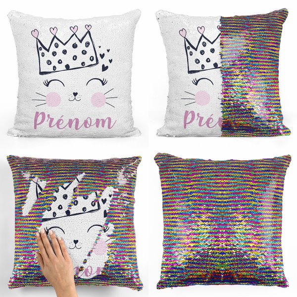 Personalized magic sequin cushion - Queen of the cats