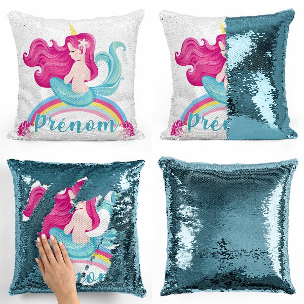 Personalized magic sequin cushion - Rainbow mermaid