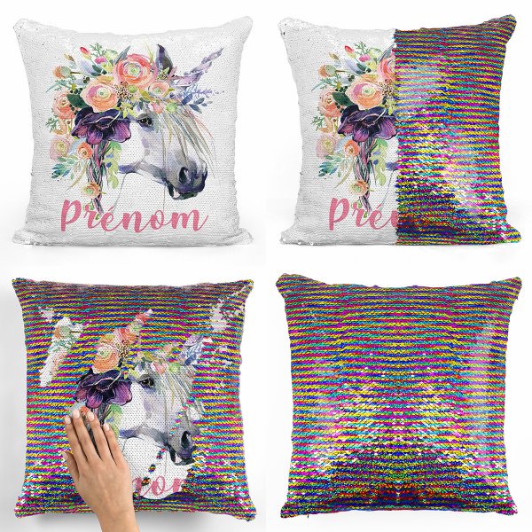 Personalized magic sequin cushion - Unicorn